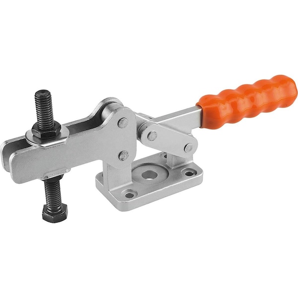Toggle Clamp Heavy Version Steel, Horizontal Foot, Comp:Plastic, Comp:Orange